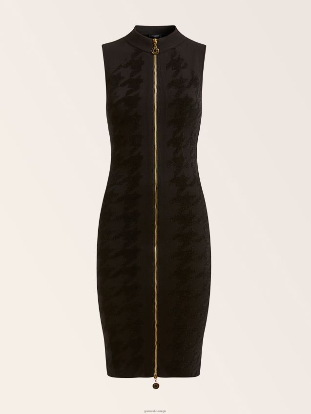 Guess svart marciano pied de poule genserkjole svart kvinner F0LJ805699
