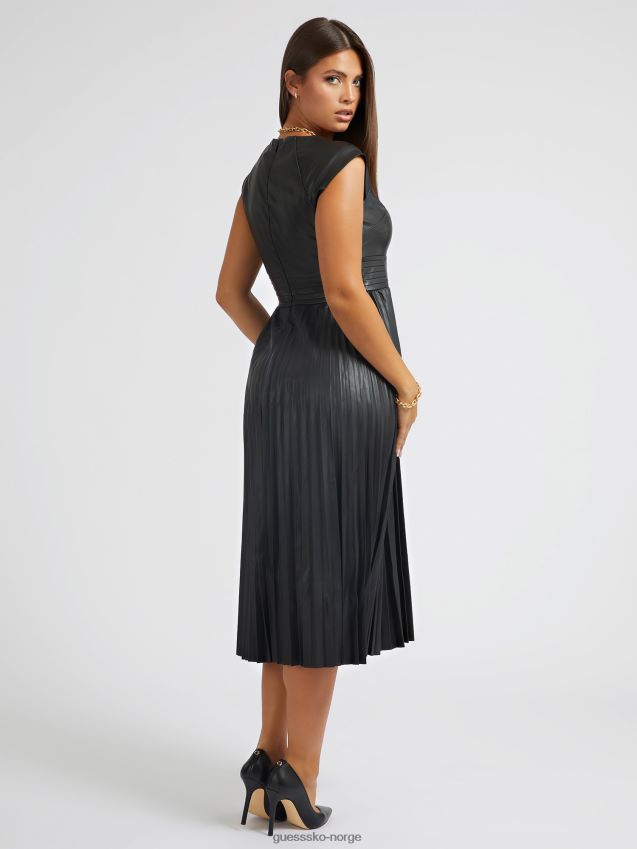 Guess svart plissert kjole i flere kunstskinn svart multi kvinner F0LJ803421
