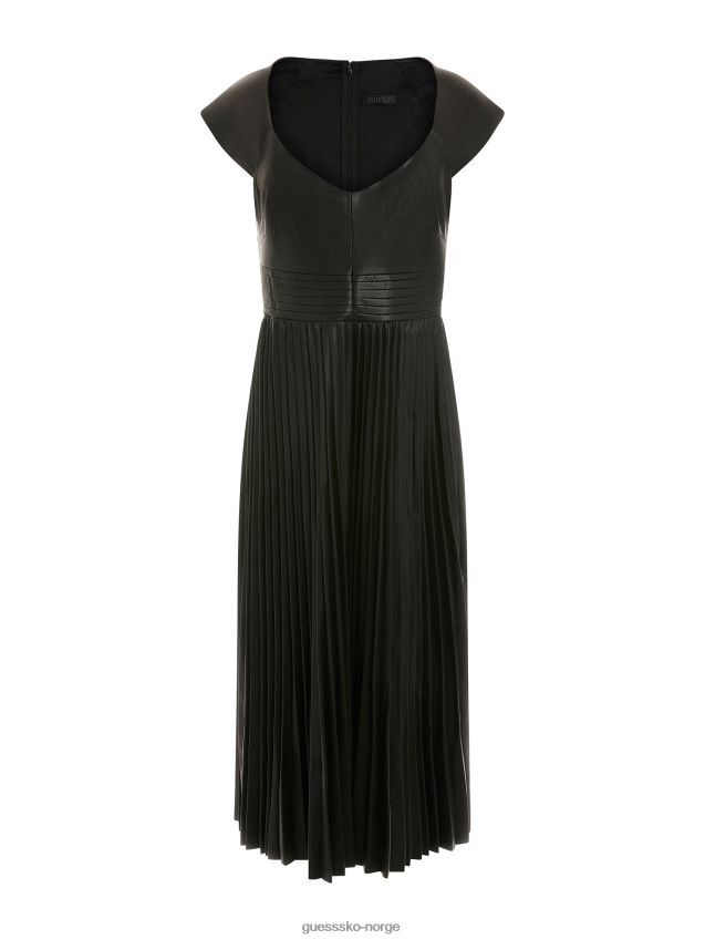 Guess svart plissert kjole i flere kunstskinn svart multi kvinner F0LJ803421
