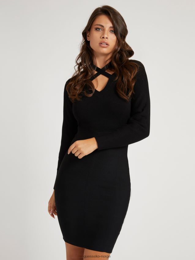 Guess svart ribbekjole svart kvinner F0LJ806718