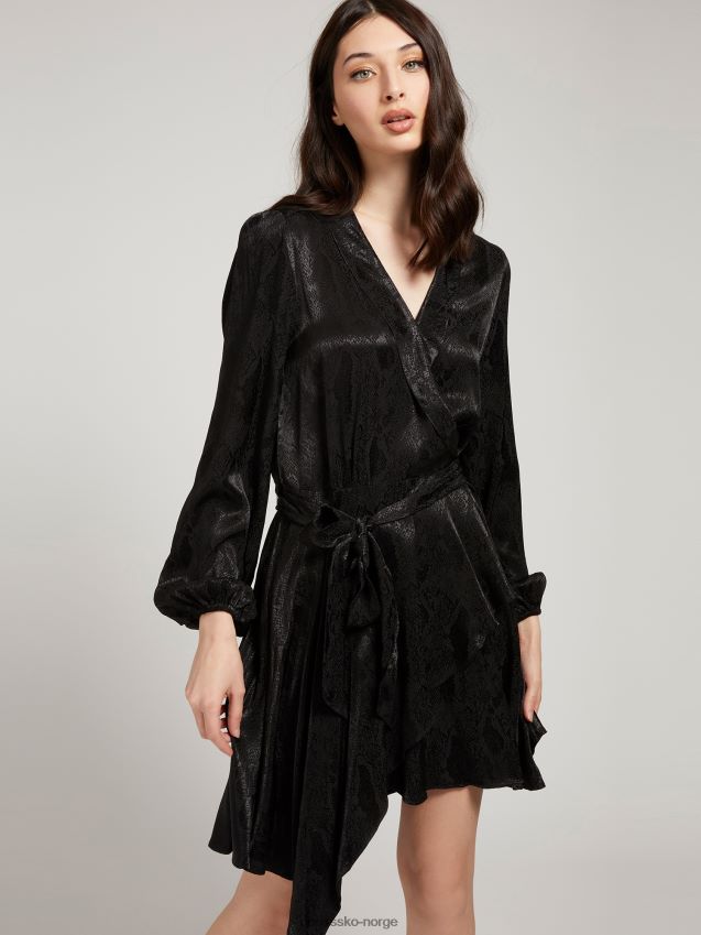 Guess svart viskose-beltekjole svart kvinner F0LJ803701