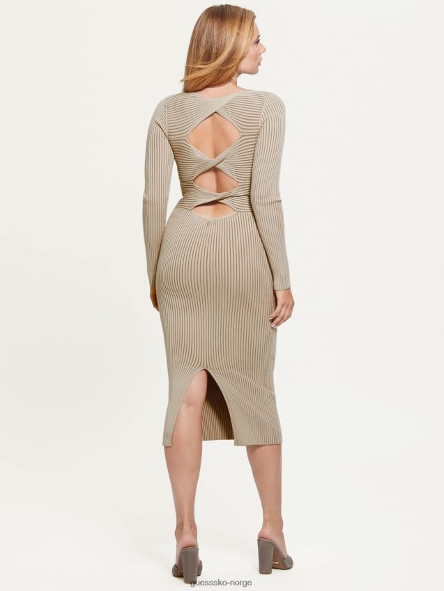Guess tilbake cut-out genser kjole beige beige kvinner F0LJ803329