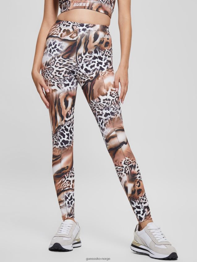 Guess flytende leopardprint øko adrianna animalier leggings flytende leopardmønster kvinner F0LJ809400