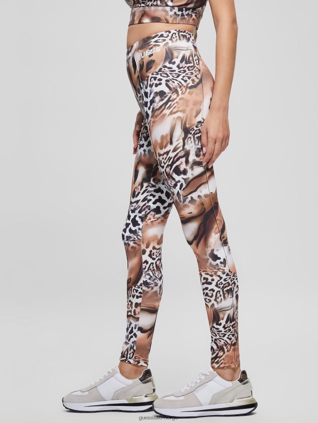 Guess flytende leopardprint øko adrianna animalier leggings flytende leopardmønster kvinner F0LJ809400