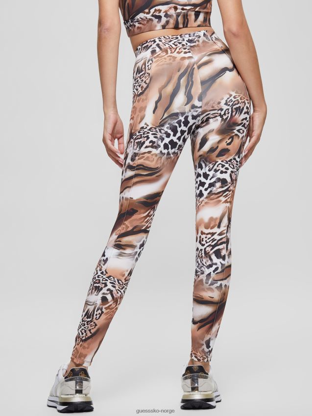 Guess flytende leopardprint øko adrianna animalier leggings flytende leopardmønster kvinner F0LJ809400