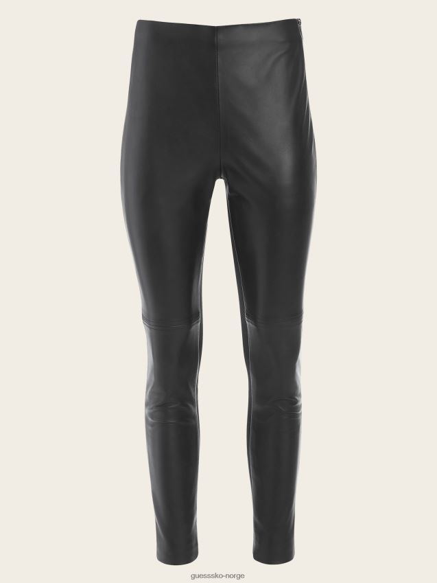 Guess jet black coy legging i skinn i høy stige kulsvart kvinner F0LJ809502