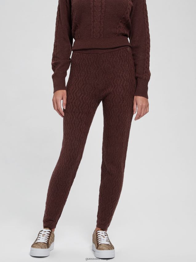 Guess kabelleggings i ren choco blaire ullblanding ren sjokolade kvinner F0LJ809137