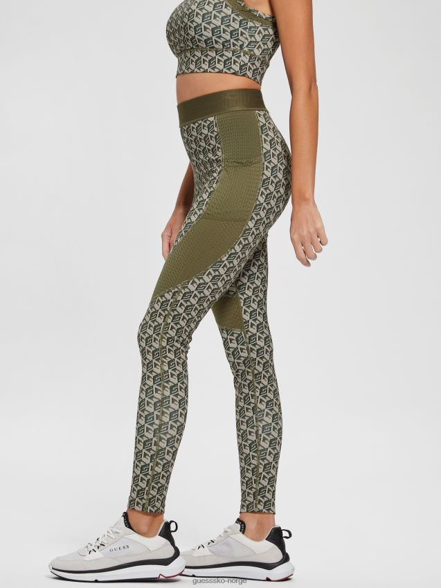 Guess øko daria cube leggings g cube oliven combo g terning oliven combo kvinner F0LJ809807