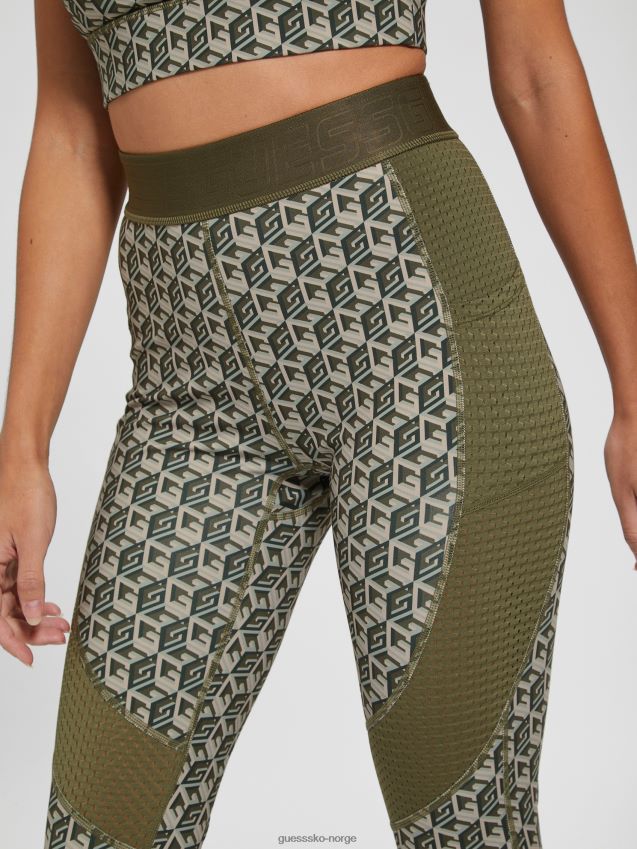 Guess øko daria cube leggings g cube oliven combo g terning oliven combo kvinner F0LJ809807