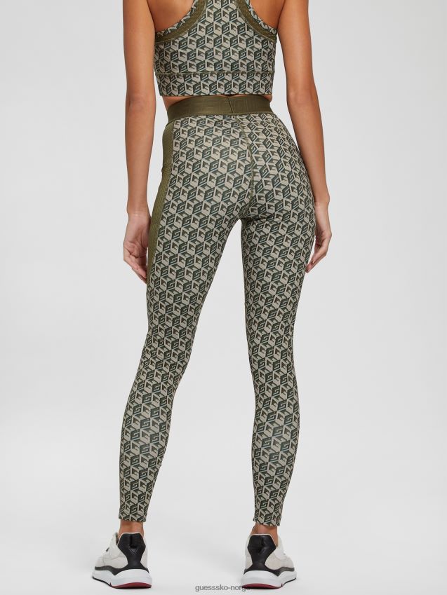 Guess øko daria cube leggings g cube oliven combo g terning oliven combo kvinner F0LJ809807