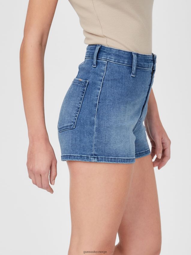 Guess eco novalita høykostet denimshorts middels vask middels vask kvinner F0LJ807376