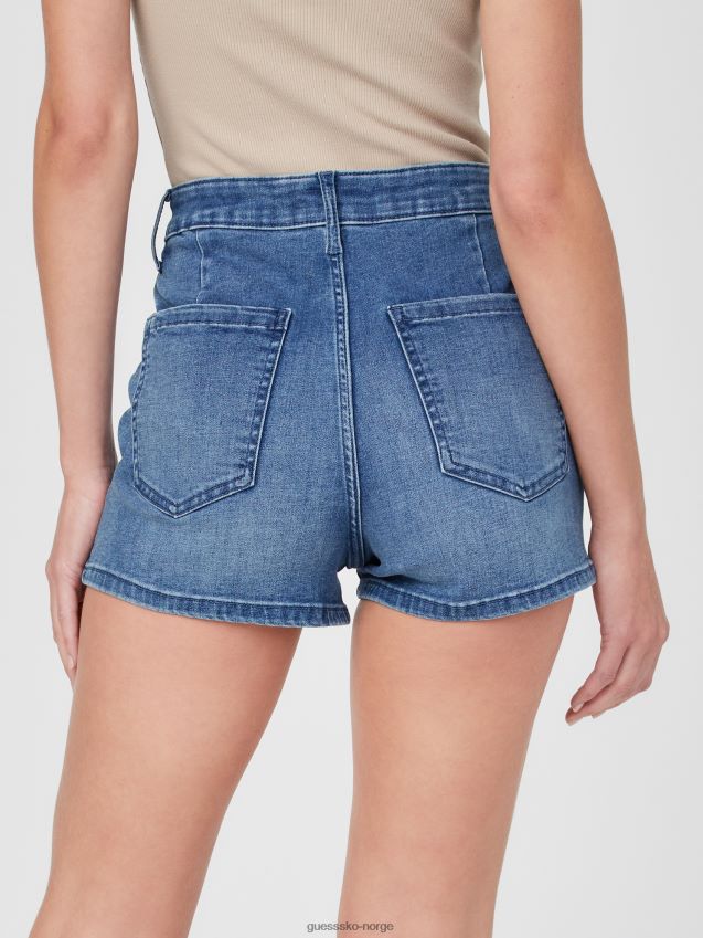 Guess eco novalita høykostet denimshorts middels vask middels vask kvinner F0LJ807376