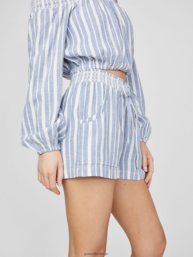 Guess ilar stripete linshorts chambray stripe chambray stripe kvinner F0LJ807316