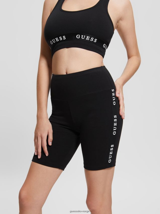 Guess jet black øko aline logo tape bikershorts kulsvart kvinner F0LJ809791