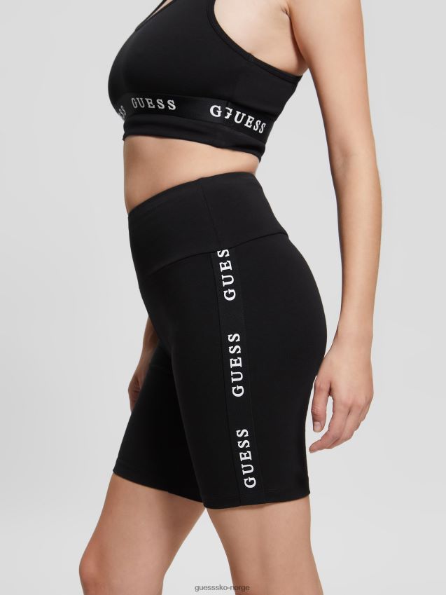Guess jet black øko aline logo tape bikershorts kulsvart kvinner F0LJ809791