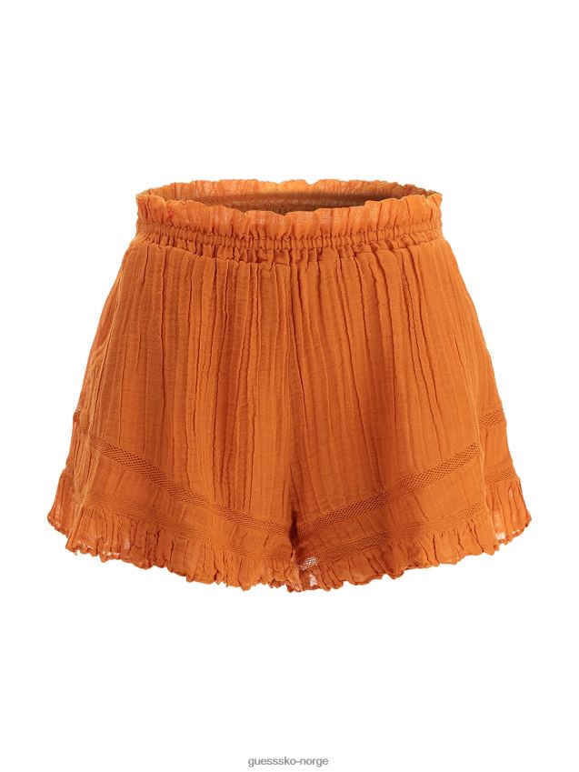 Guess plisserte shorts oransje oransje kvinner F0LJ803474