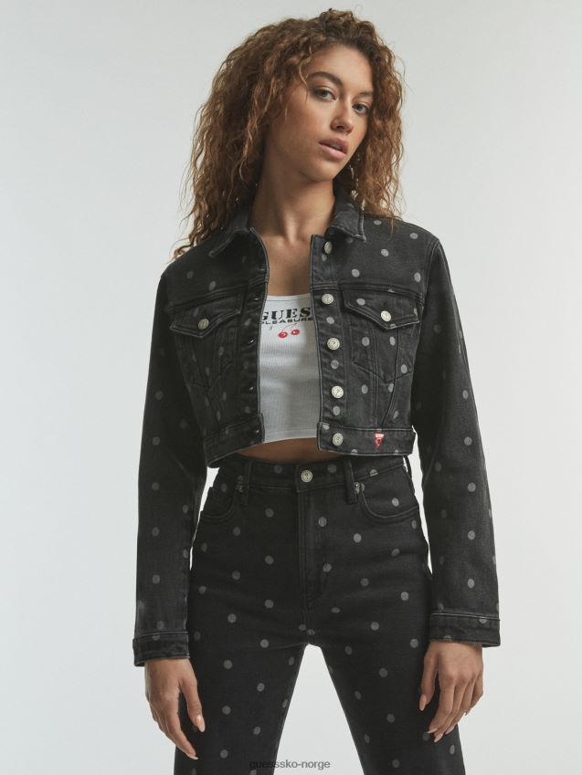 Guess polkadot denim kort jakke svart svart kvinner F0LJ806621