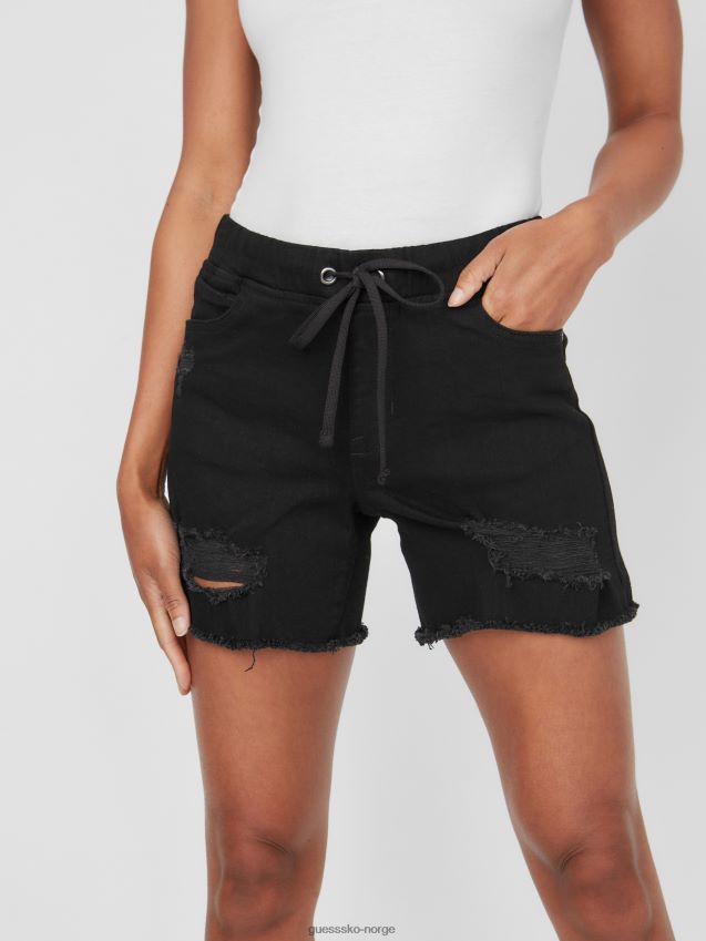Guess svart ødelegge eco zendaya shorts svart ødelegge kvinner F0LJ807420