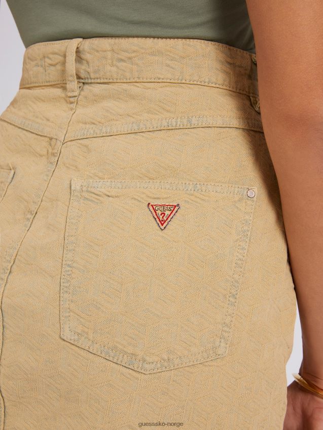 Guess all over logo denimskjørt gult gul kvinner F0LJ803013