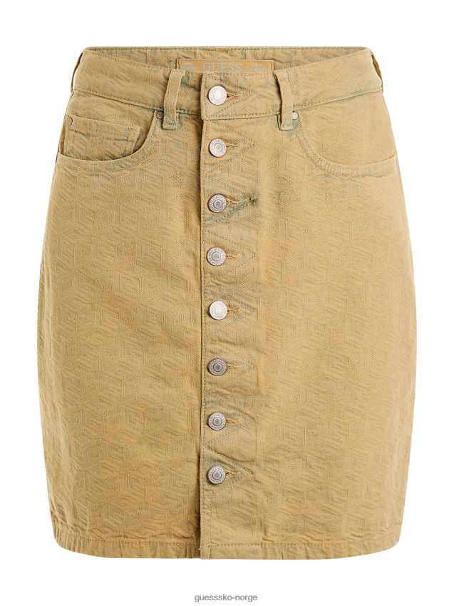 Guess all over logo denimskjørt gult gul kvinner F0LJ803013