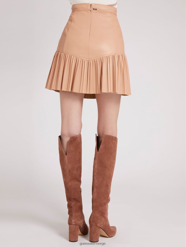 Guess beige miniskjørt i kunstskinn beige kvinner F0LJ806559