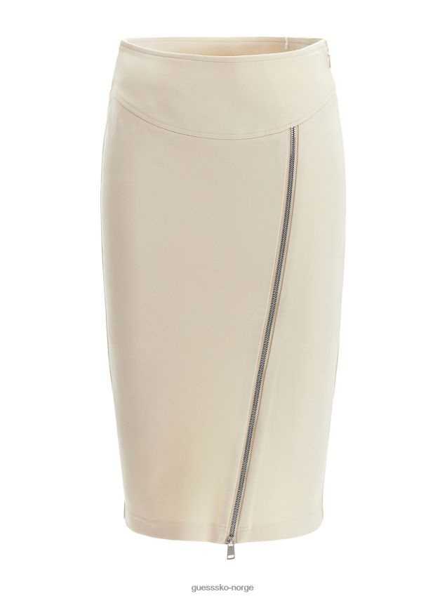 Guess beige skjørt foran med glidelås beige kvinner F0LJ803072