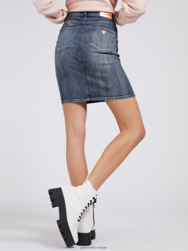 Guess blå denimskjørt med synlige knapper blå kvinner F0LJ806220