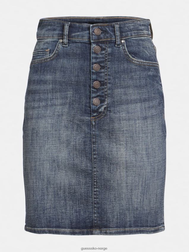 Guess blå denimskjørt med synlige knapper blå kvinner F0LJ806220