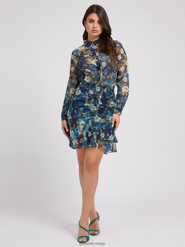 Guess blå multi all over print skjørt blå multi kvinner F0LJ803322