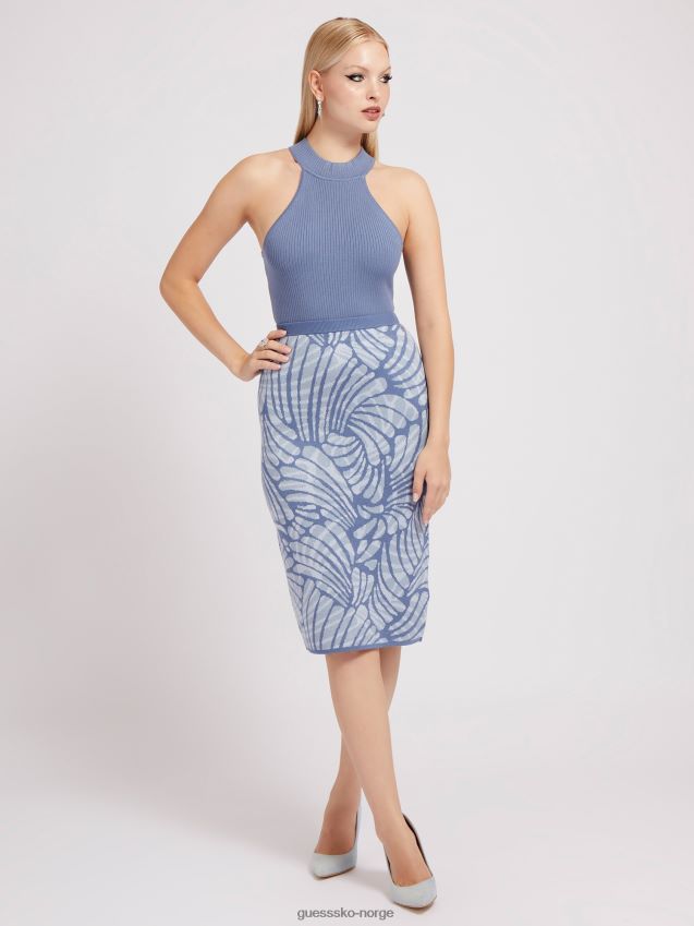 Guess blå multigenser jacquardskjørt blå multi kvinner F0LJ803458