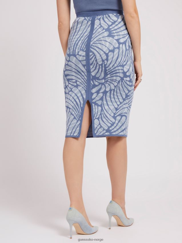 Guess blå multigenser jacquardskjørt blå multi kvinner F0LJ803458