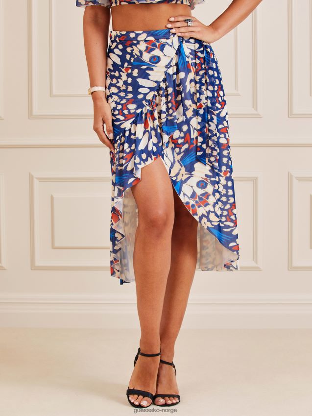 Guess blått multi marciano skjørt med all over print blå multi kvinner F0LJ806715