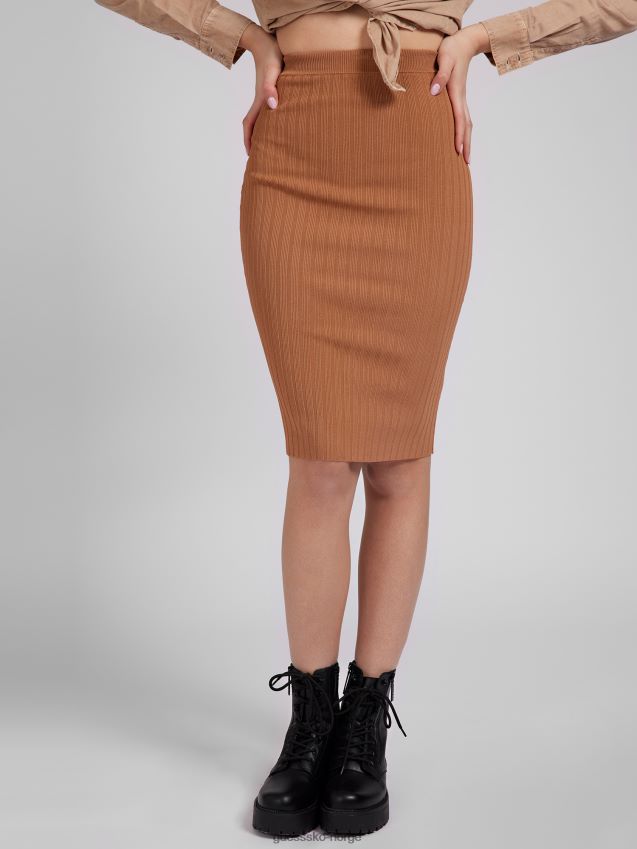 Guess brunt strikket longuetteskjørt brun kvinner F0LJ803618