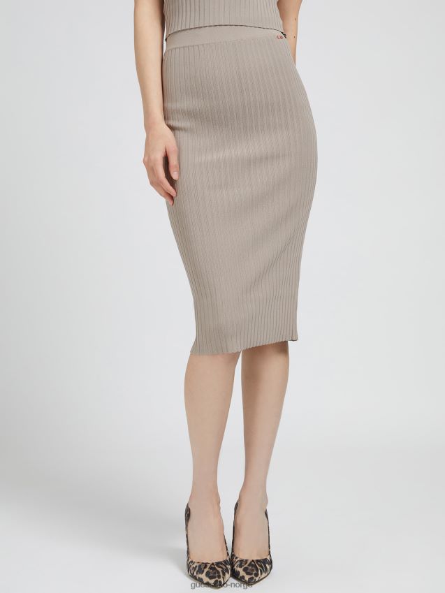 Guess genser ribbeskjørt beige beige kvinner F0LJ806737