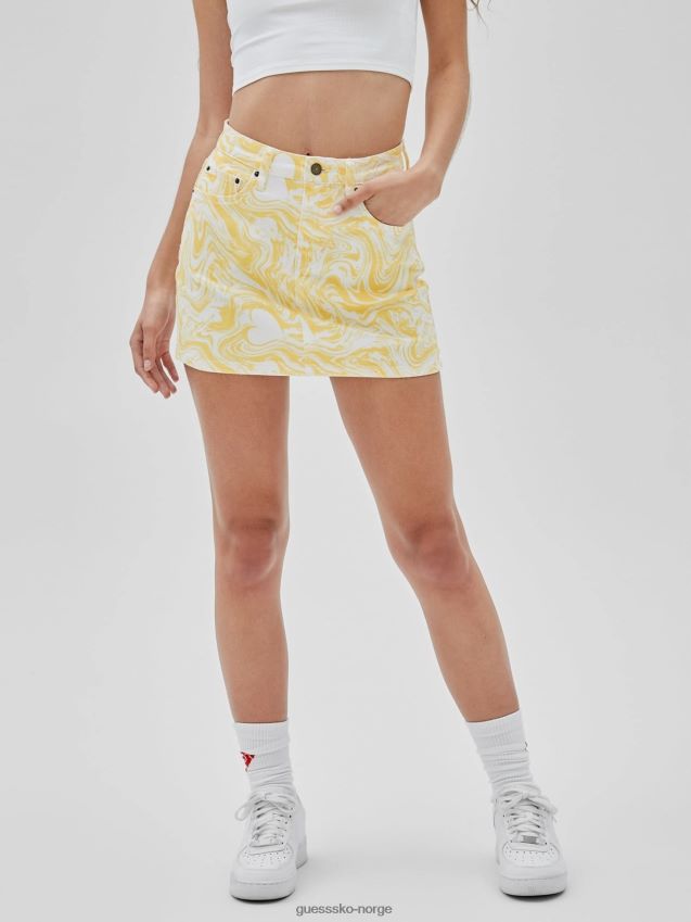Guess gult all over print denimskjørt gul kvinner F0LJ802830
