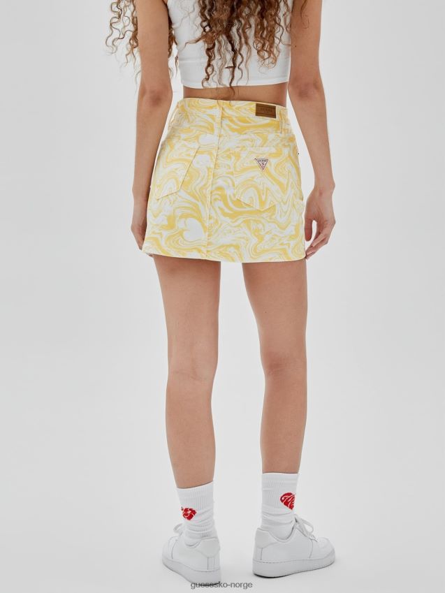 Guess gult all over print denimskjørt gul kvinner F0LJ802830