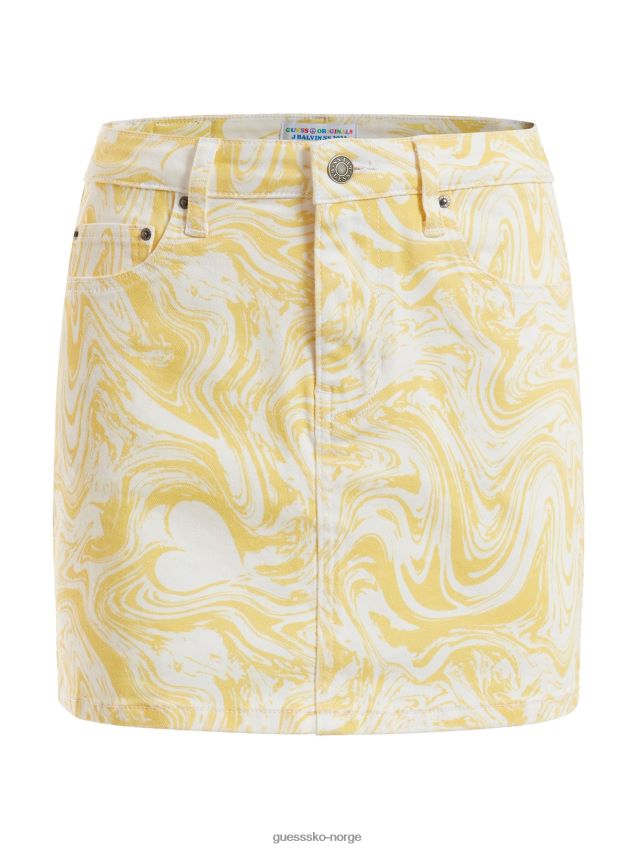 Guess gult all over print denimskjørt gul kvinner F0LJ802830