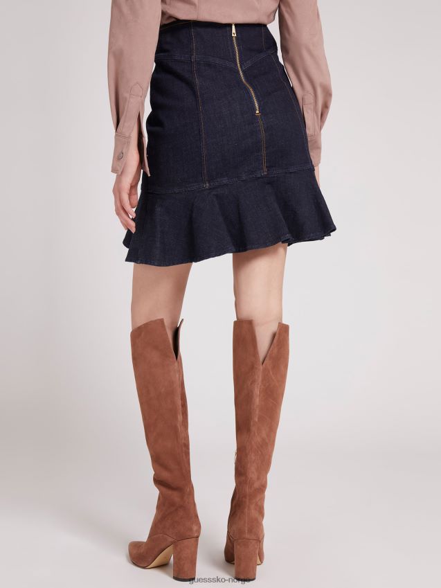 Guess knapper passform og blusse skjørt blå blå kvinner F0LJ806040