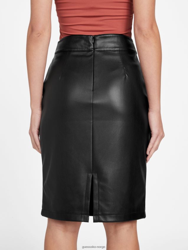 Guess kulsvarte raia blyantskjørt i imitert skinn kulsvart kvinner F0LJ807030