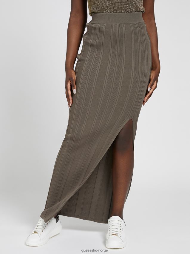 Guess langt skjørt splitt grønt grønn kvinner F0LJ805876