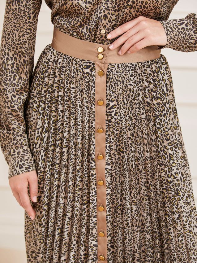 Guess marciano plissert midiskjørt animalier dyrere kvinner F0LJ806713