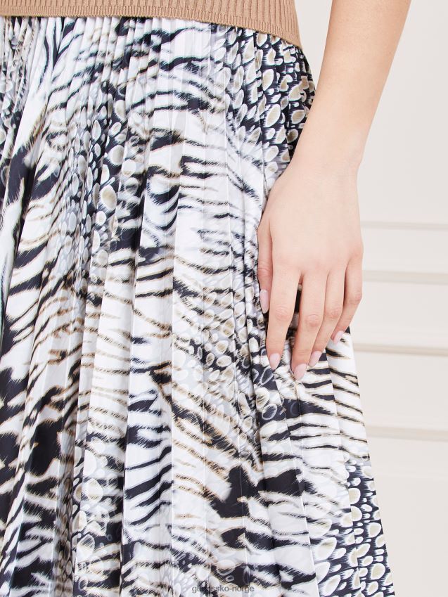 Guess marciano plissert satengskjørt hvit multi hvit multi kvinner F0LJ802981