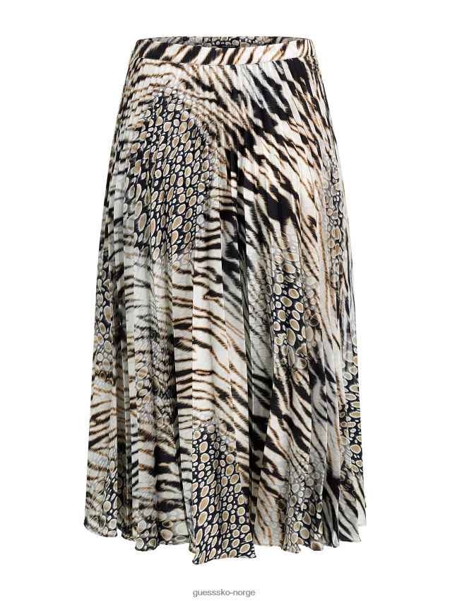 Guess marciano plissert satengskjørt hvit multi hvit multi kvinner F0LJ802981