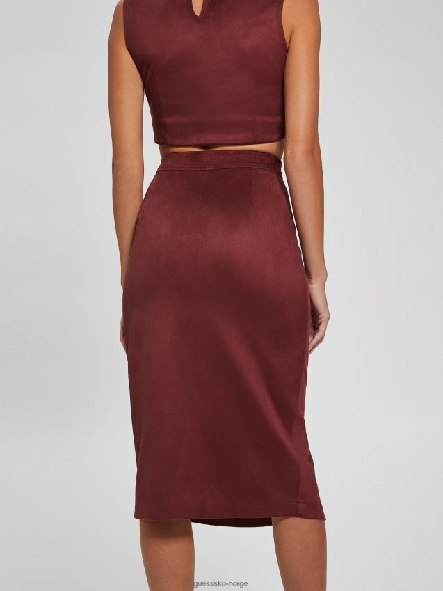 Guess mystisk vin mirabelle skjørt i imitert semsket skinn mystisk vin kvinner F0LJ809358