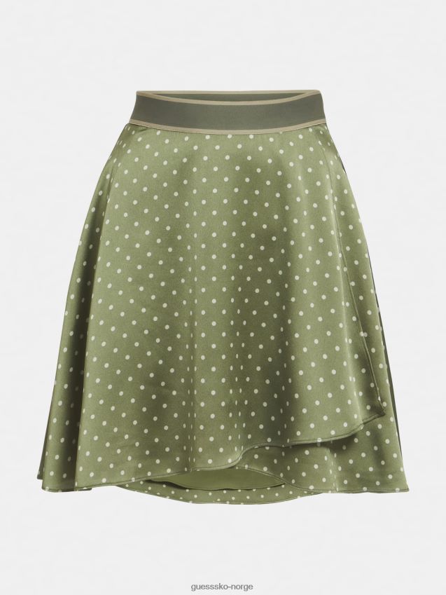 Guess prikker print sateng skjørt grønt grønn kvinner F0LJ806327