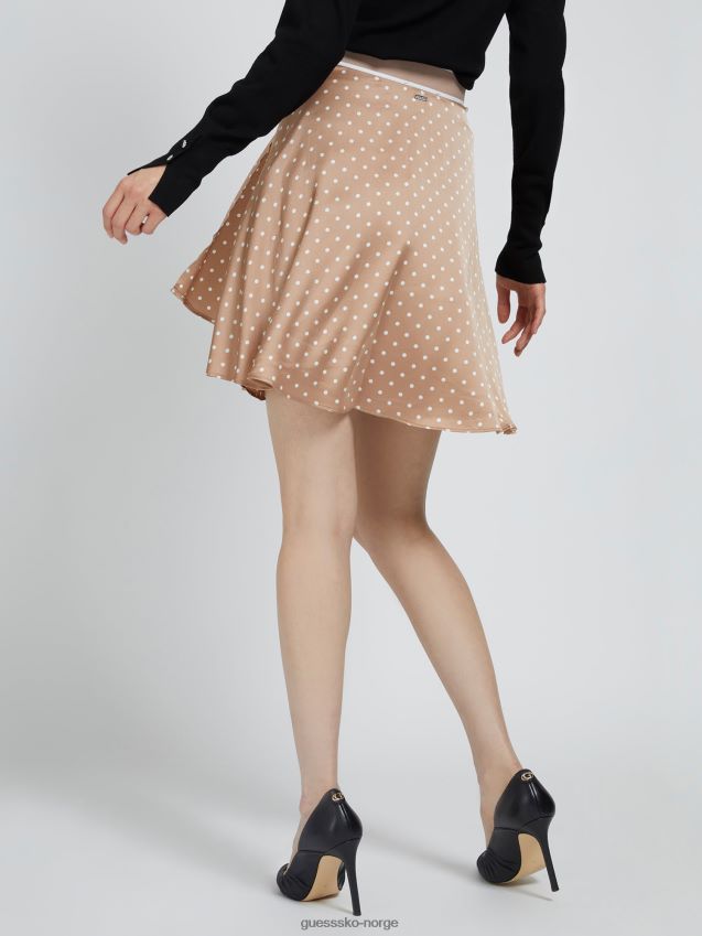 Guess satengskjørt med beige prikker beige kvinner F0LJ806268