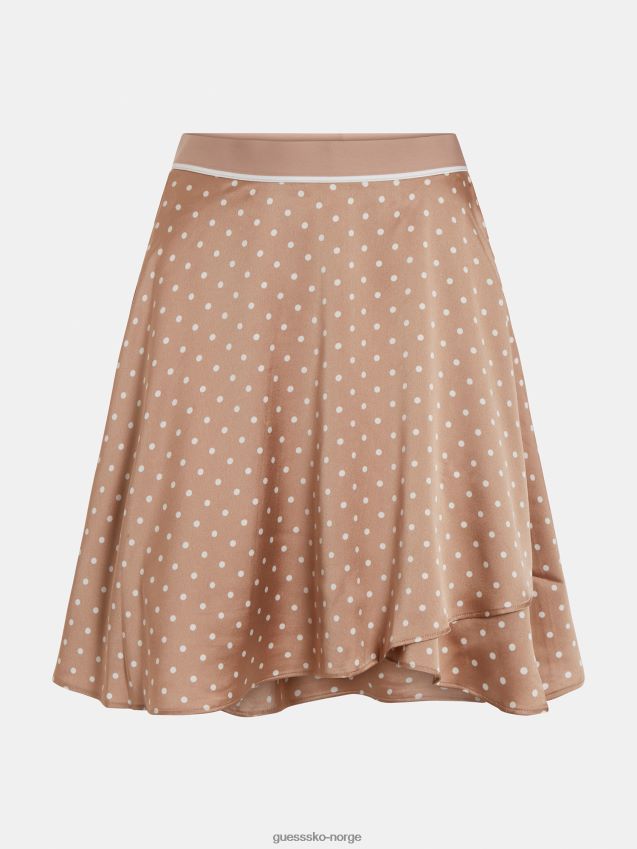 Guess satengskjørt med beige prikker beige kvinner F0LJ806268