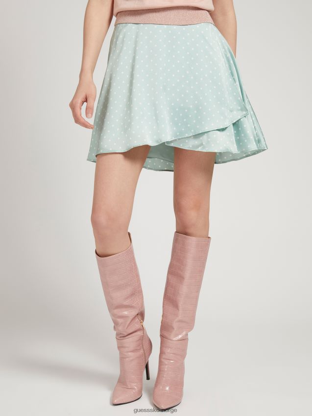 Guess satengskjørt med prikker lyseblått lyse blå kvinner F0LJ806303