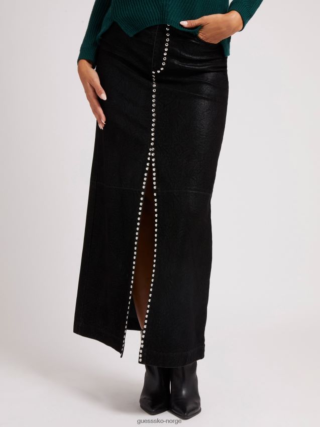 Guess skjørt i imitert skinn med svarte nagler svart kvinner F0LJ806127