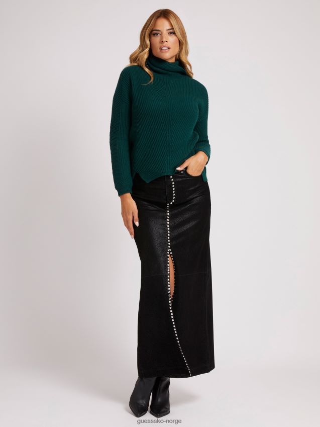 Guess skjørt i imitert skinn med svarte nagler svart kvinner F0LJ806127